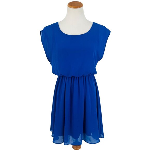 Urban Outfitters x Lush Sleeveless Royal Blue Cinched Waist Dress - Picture 2 of 12